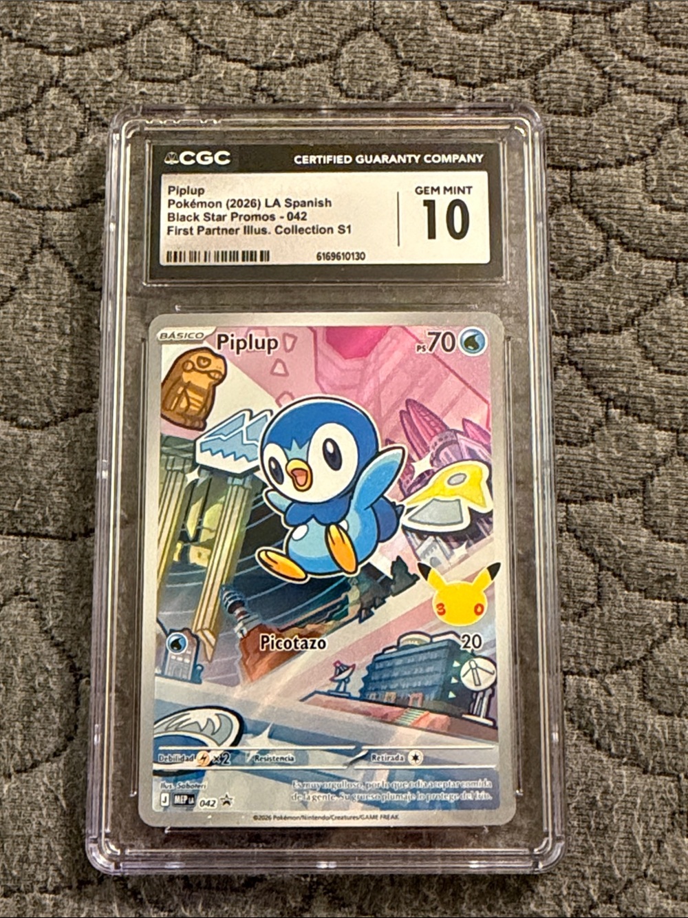 Piplup Graded Card (Gem Mint 10) - Blue Spanish